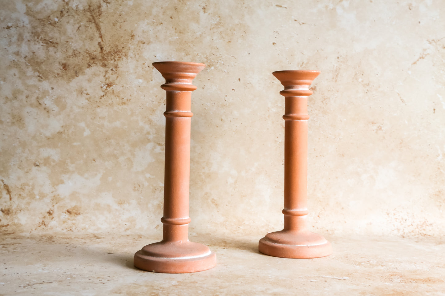 Vintage Terracotta Candlestick Holders