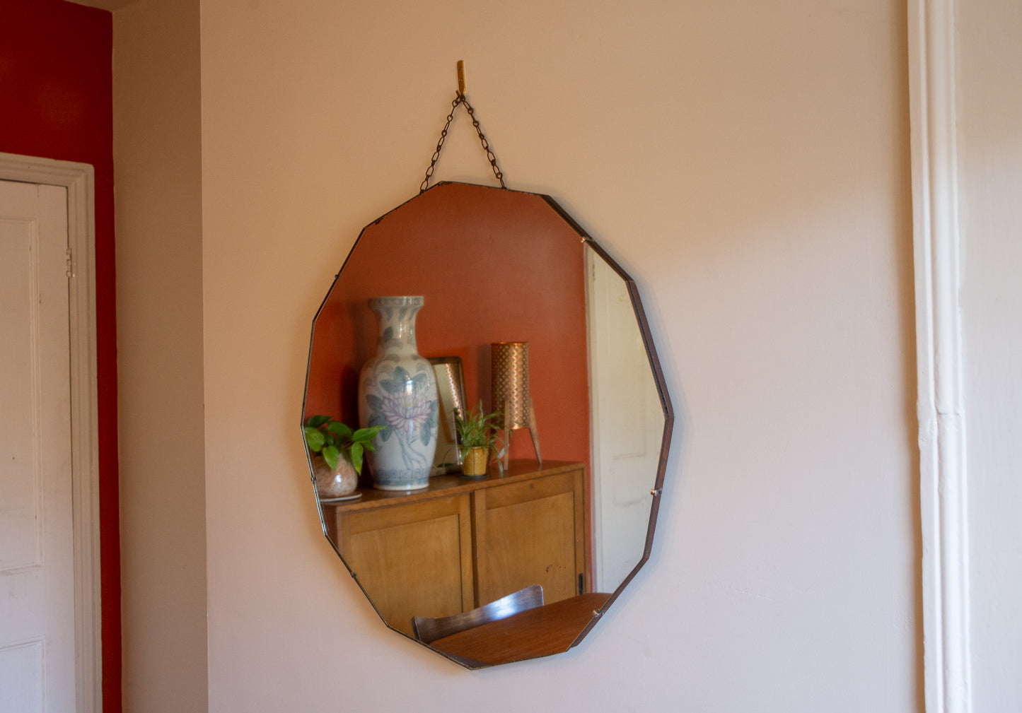 Large Art Deco Round Glass Mirror
