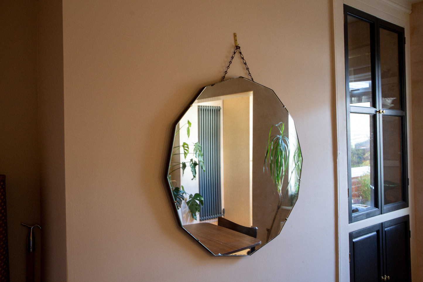 Large Art Deco Round Glass Mirror