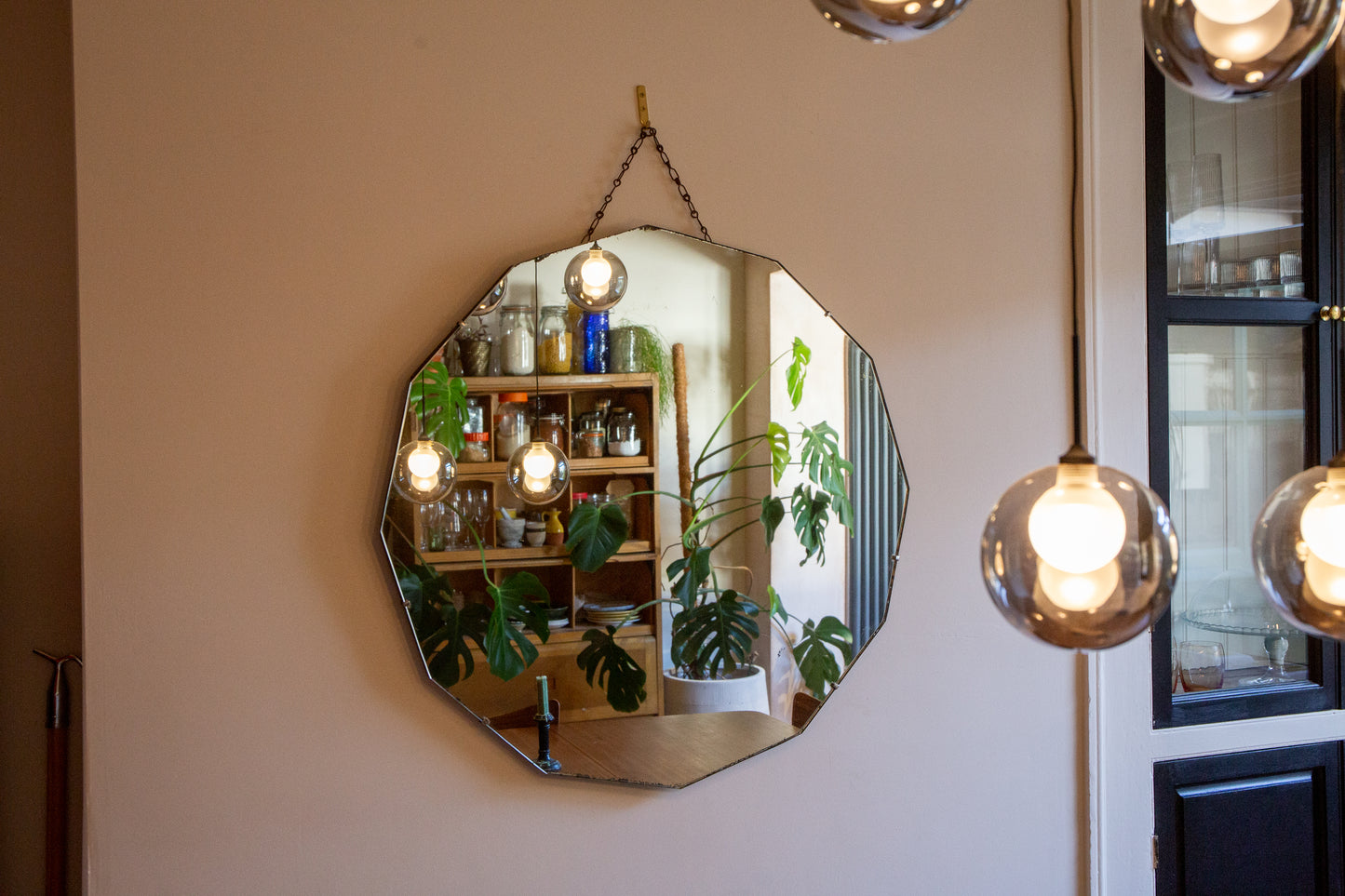 Large Art Deco Round Glass Mirror