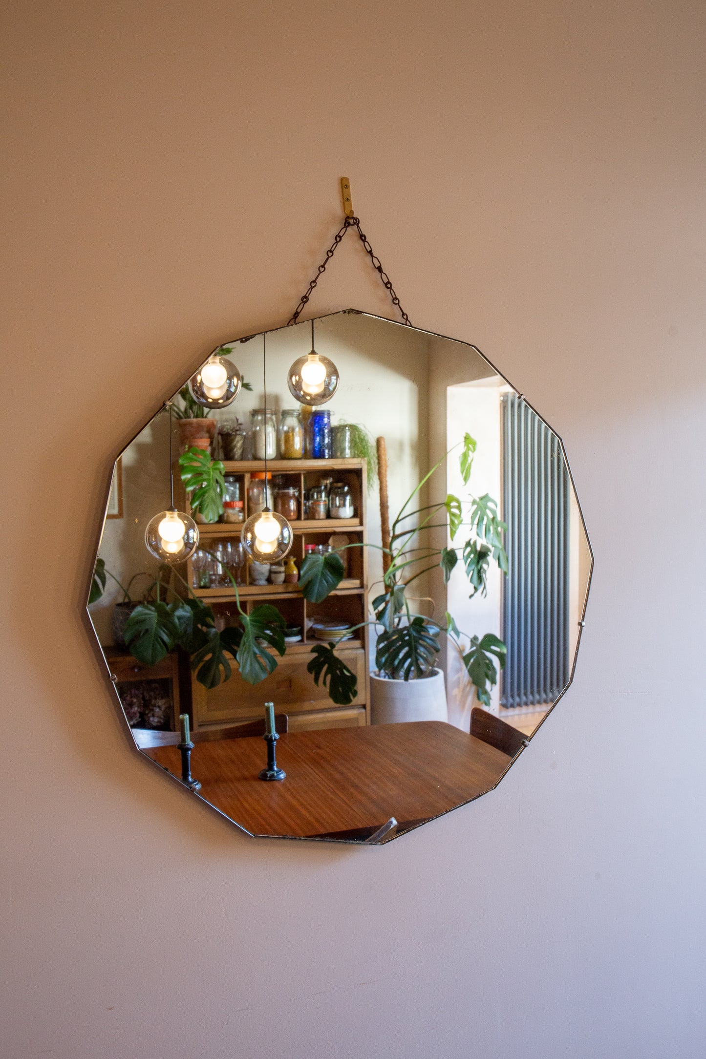 Large Art Deco Round Glass Mirror
