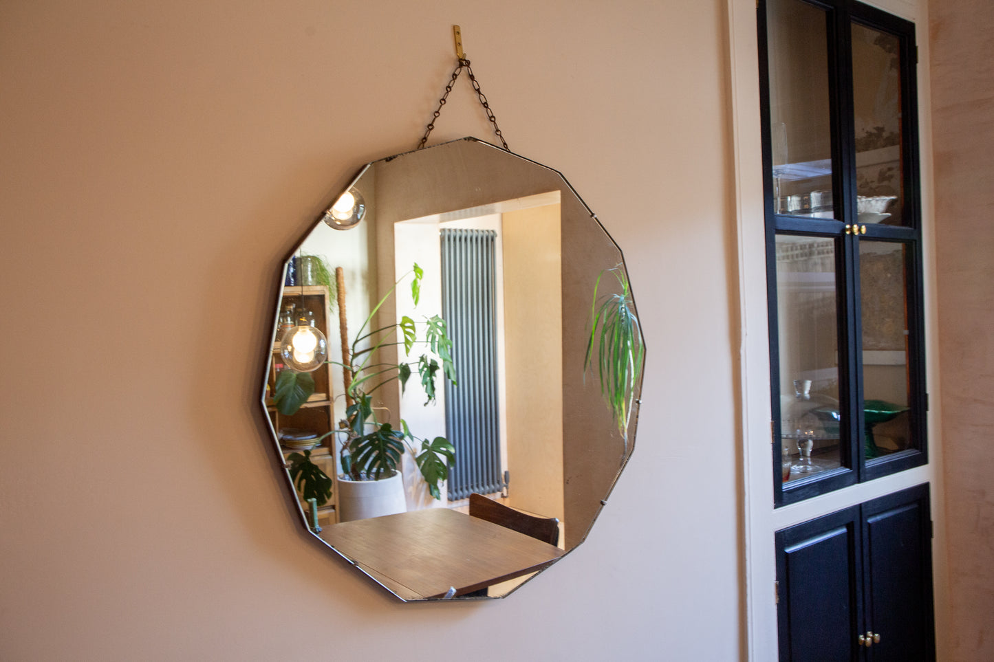 Large Art Deco Round Glass Mirror