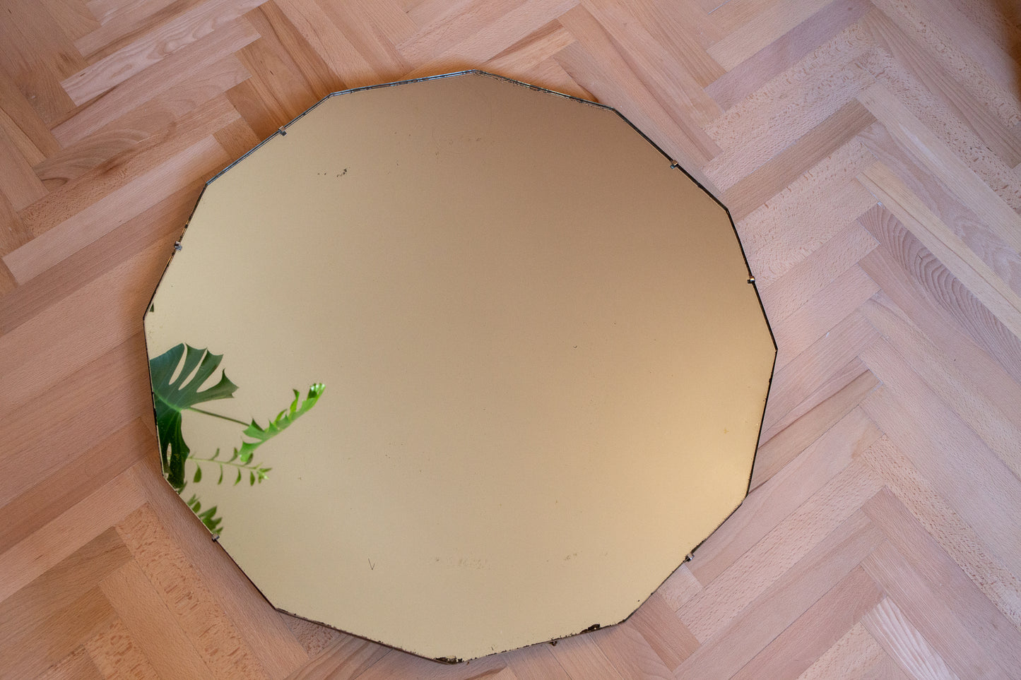 Large Art Deco Round Glass Mirror