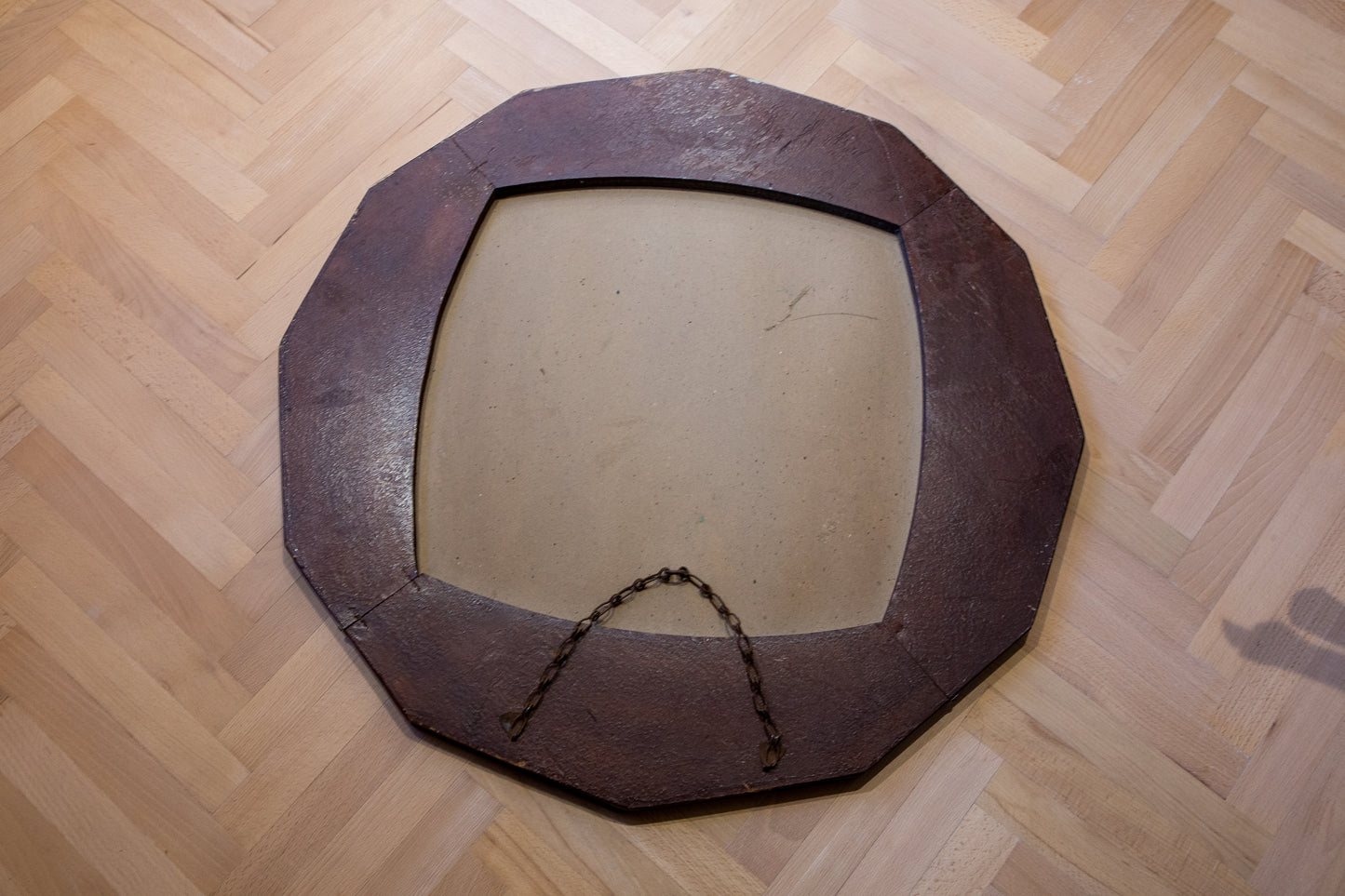 Large Art Deco Round Glass Mirror