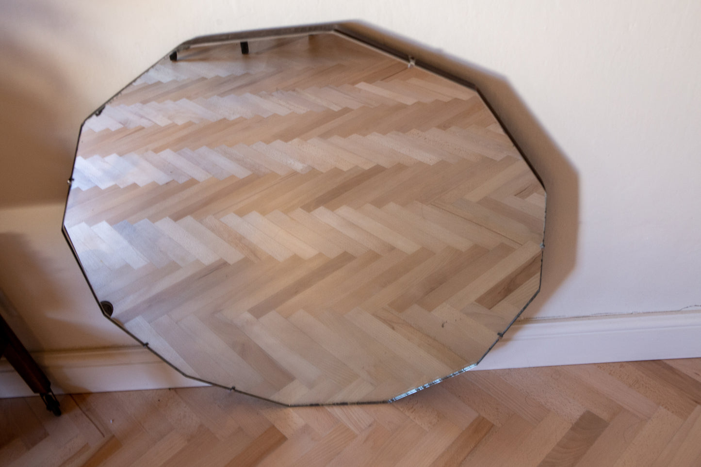 Large Art Deco Round Glass Mirror