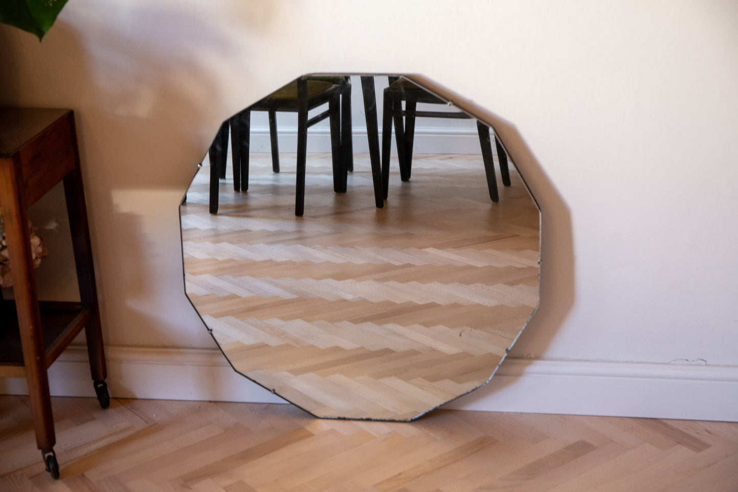Large Art Deco Round Glass Mirror