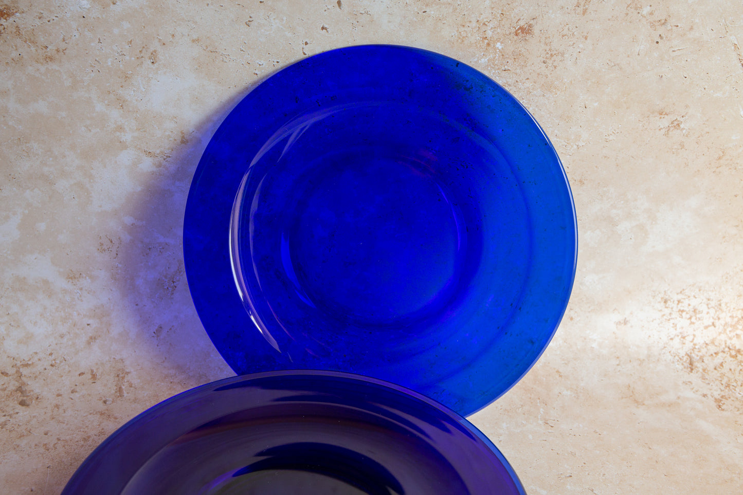 Vintage Bristol Blue Glass Plates Set