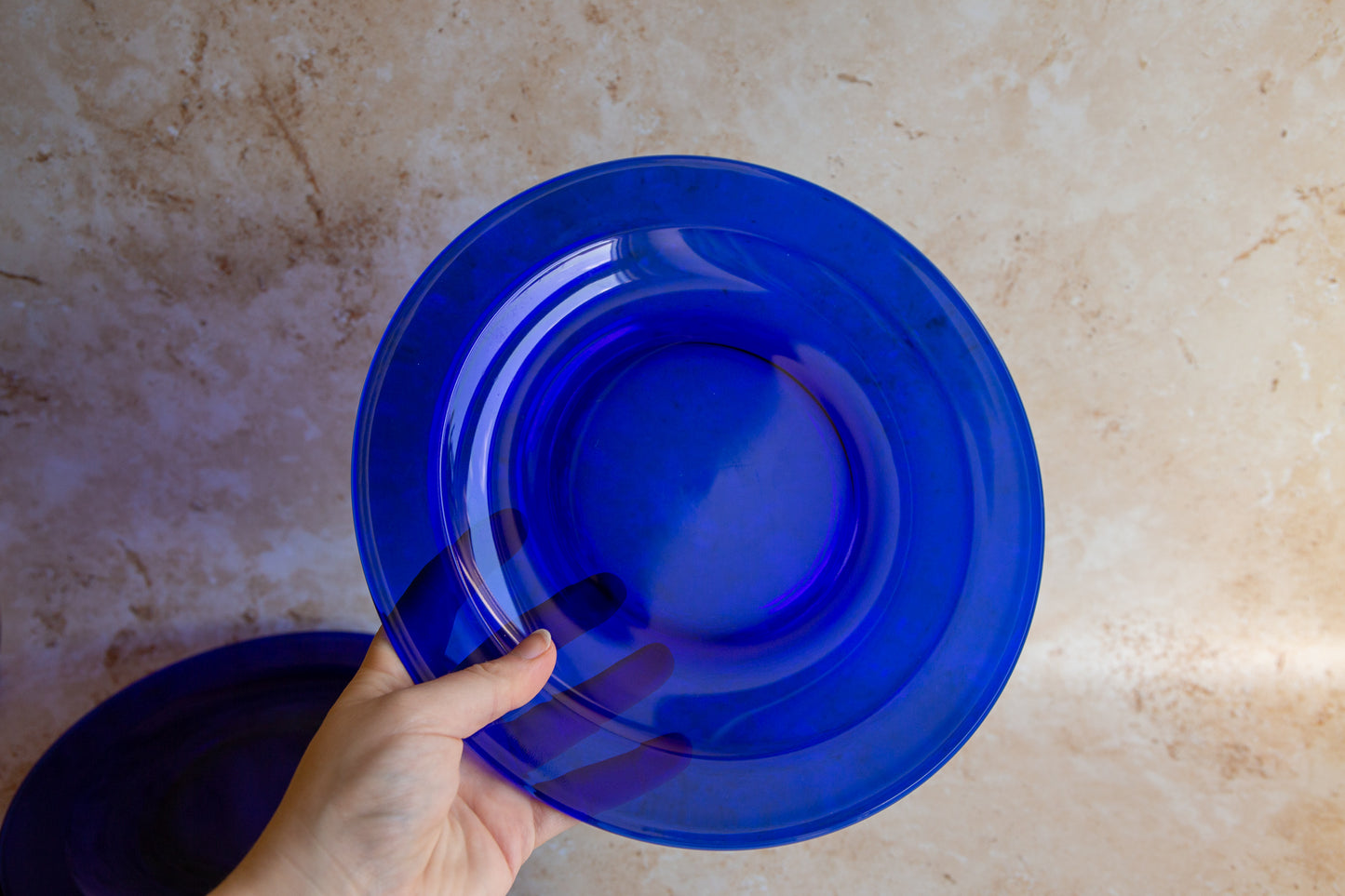 Vintage Bristol Blue Glass Plates Set