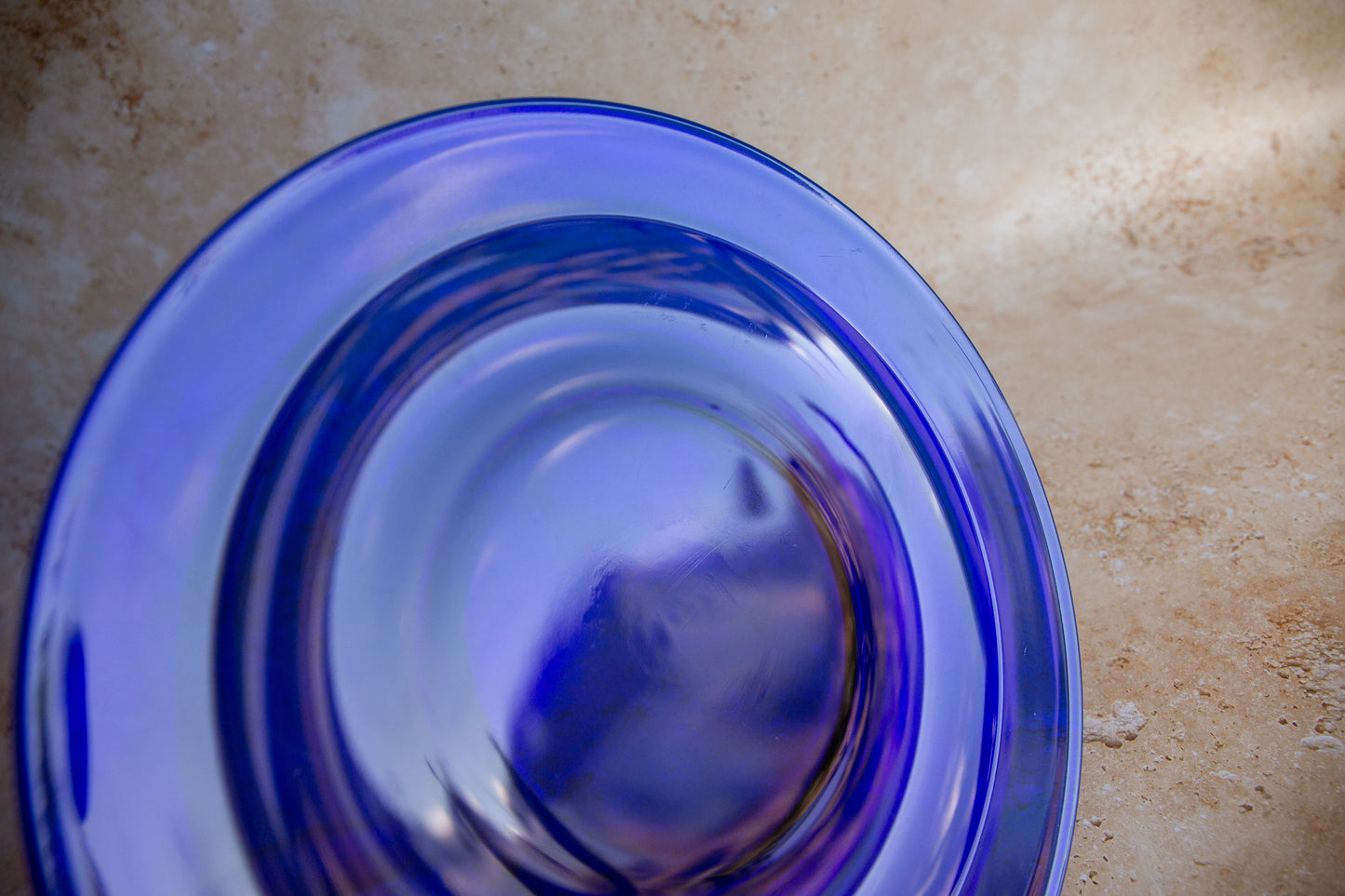 Vintage Bristol Blue Glass Plates Set