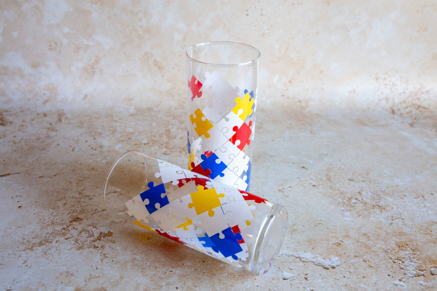 Pair of Vintage Puzzle Tumblers