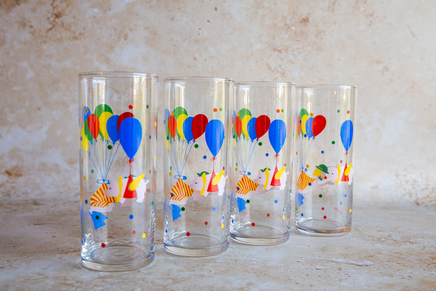 Set of 4 Vintage Clown Tumblers