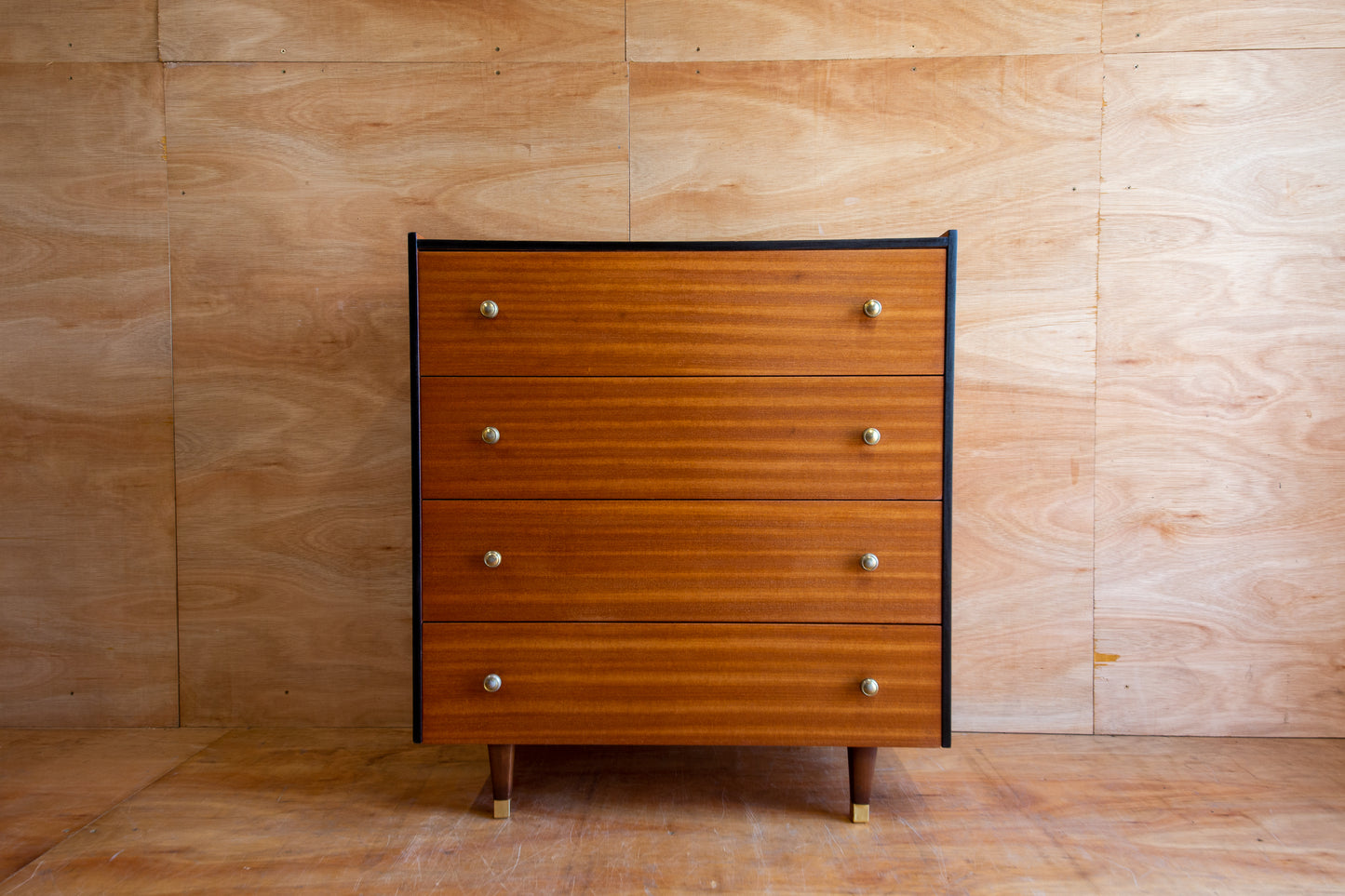 Teak & Black Chest of Drawers