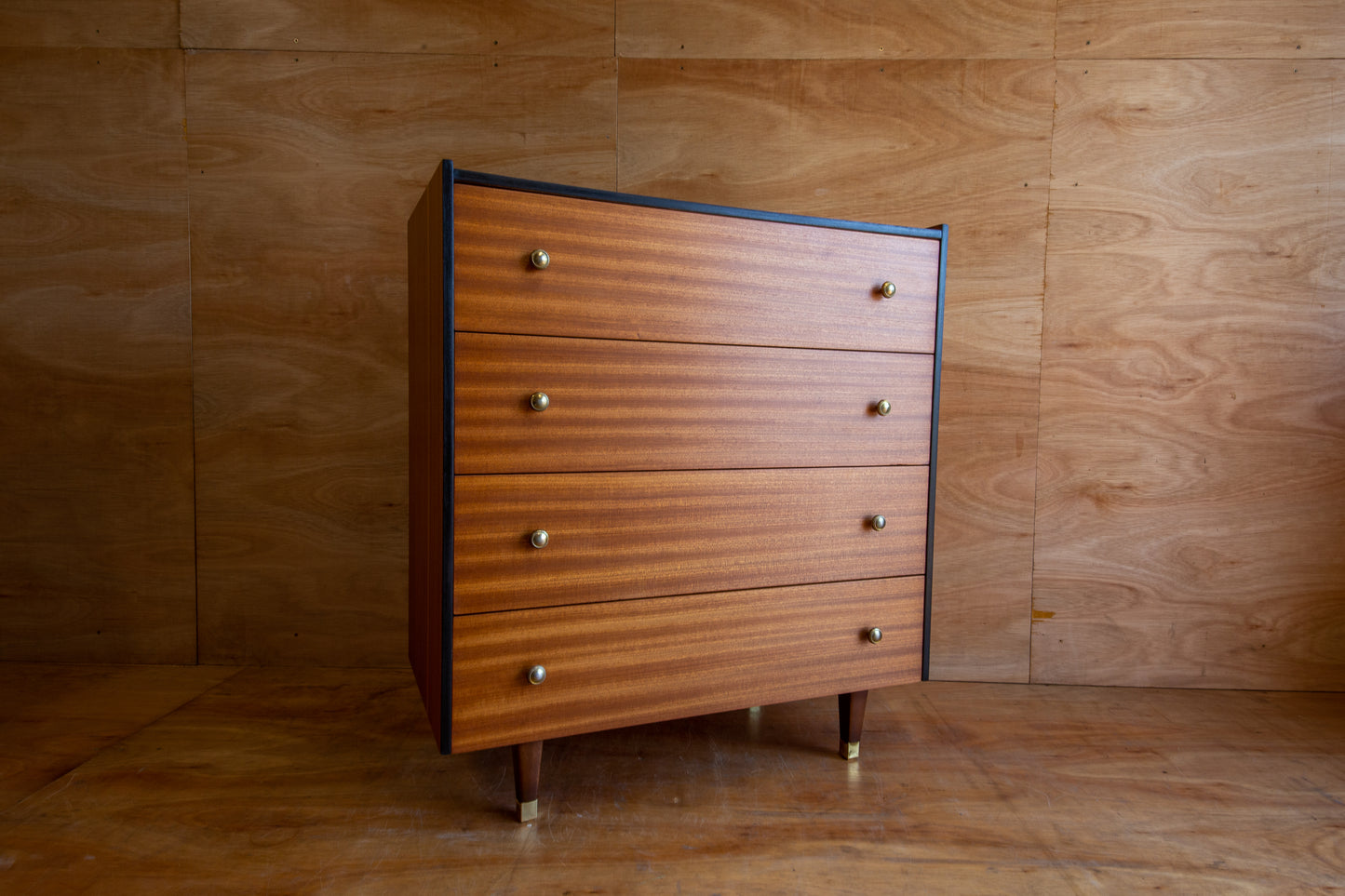 Teak & Black Chest of Drawers