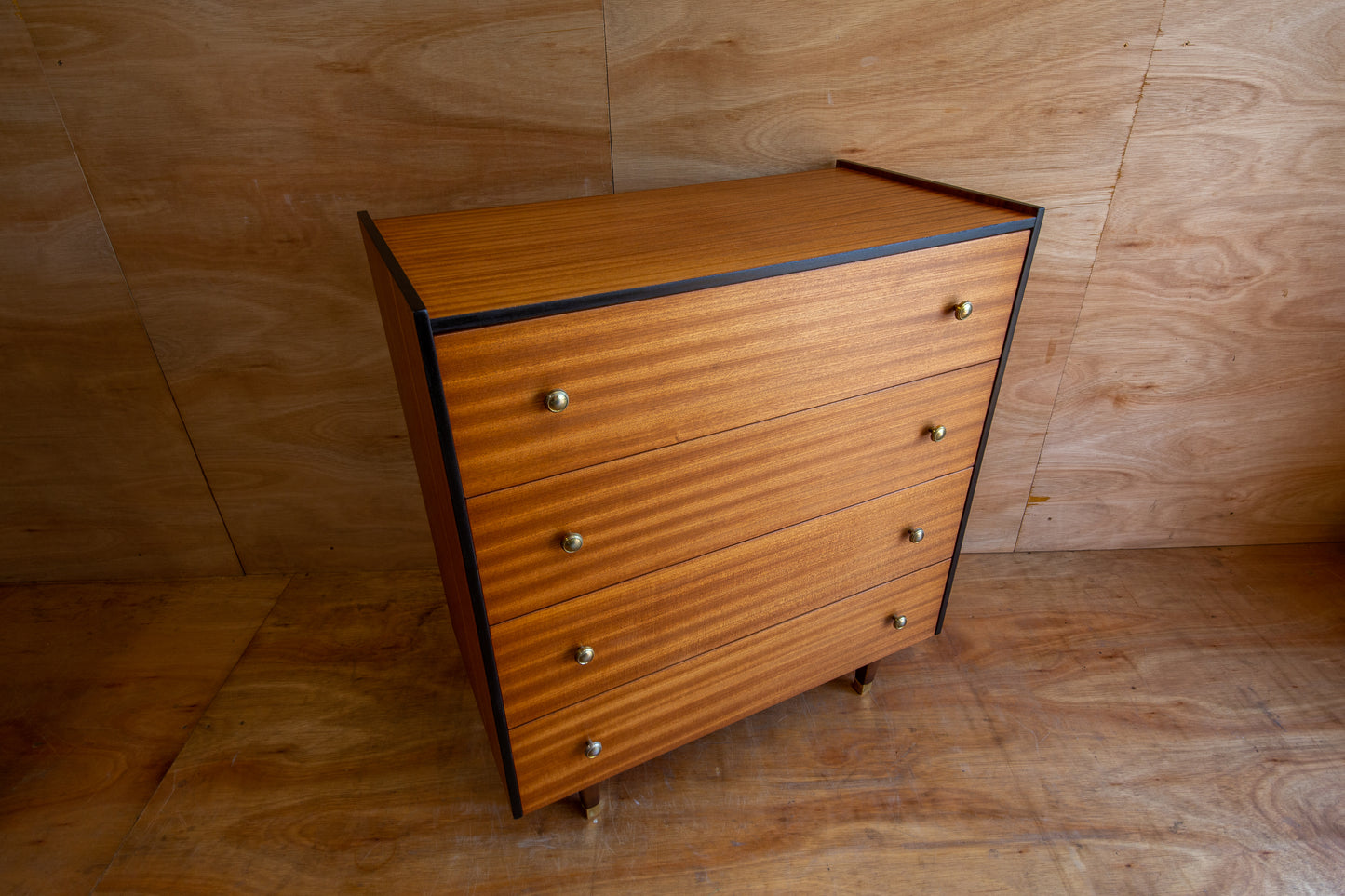 Teak & Black Chest of Drawers