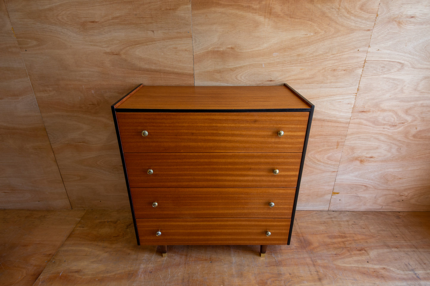 Teak & Black Chest of Drawers