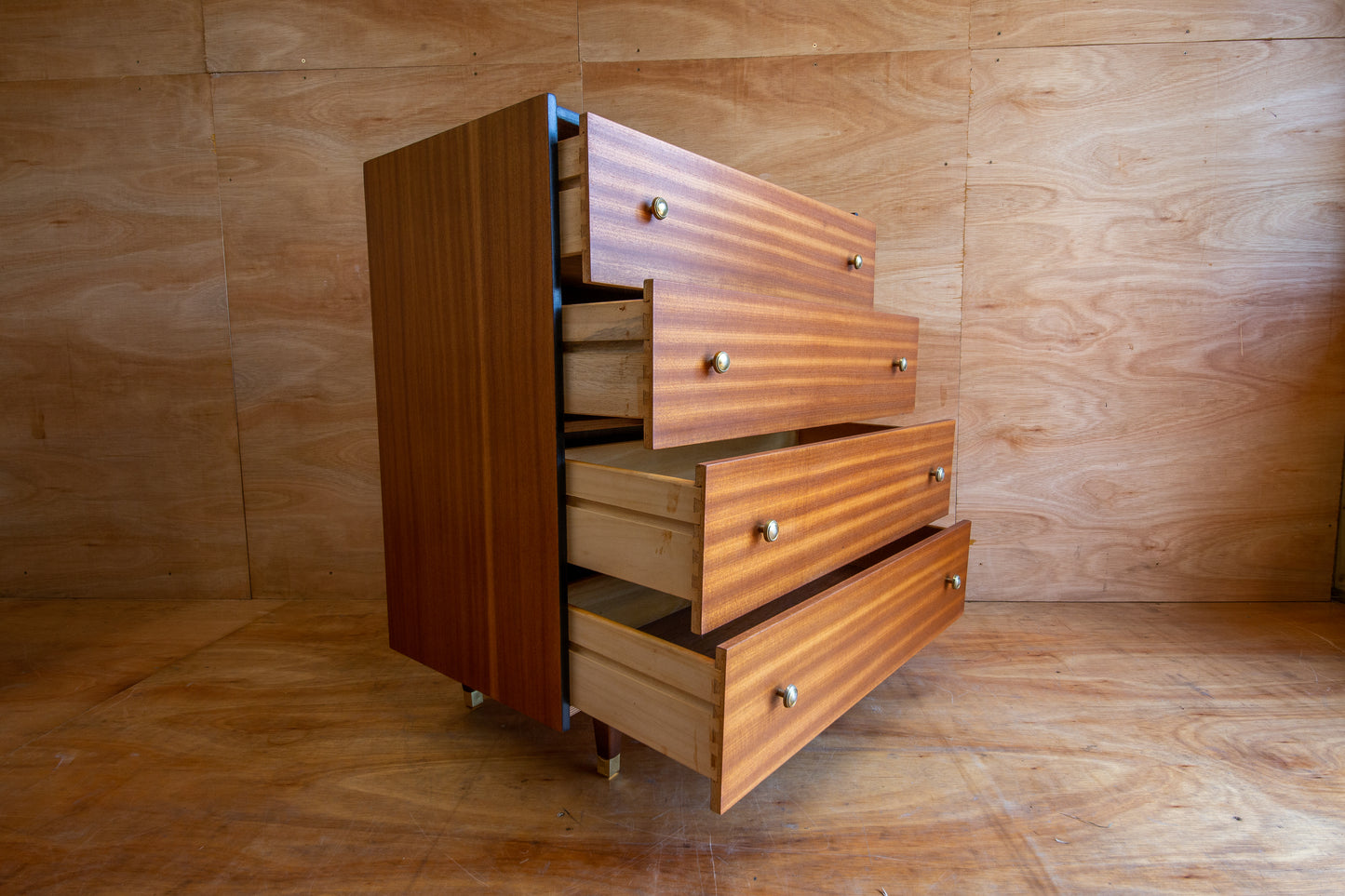 Teak & Black Chest of Drawers