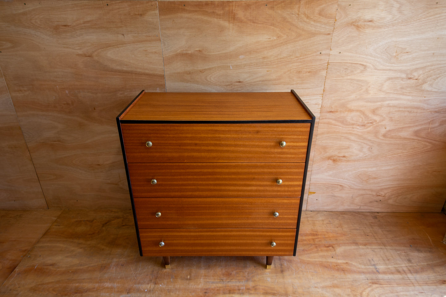Teak & Black Chest of Drawers
