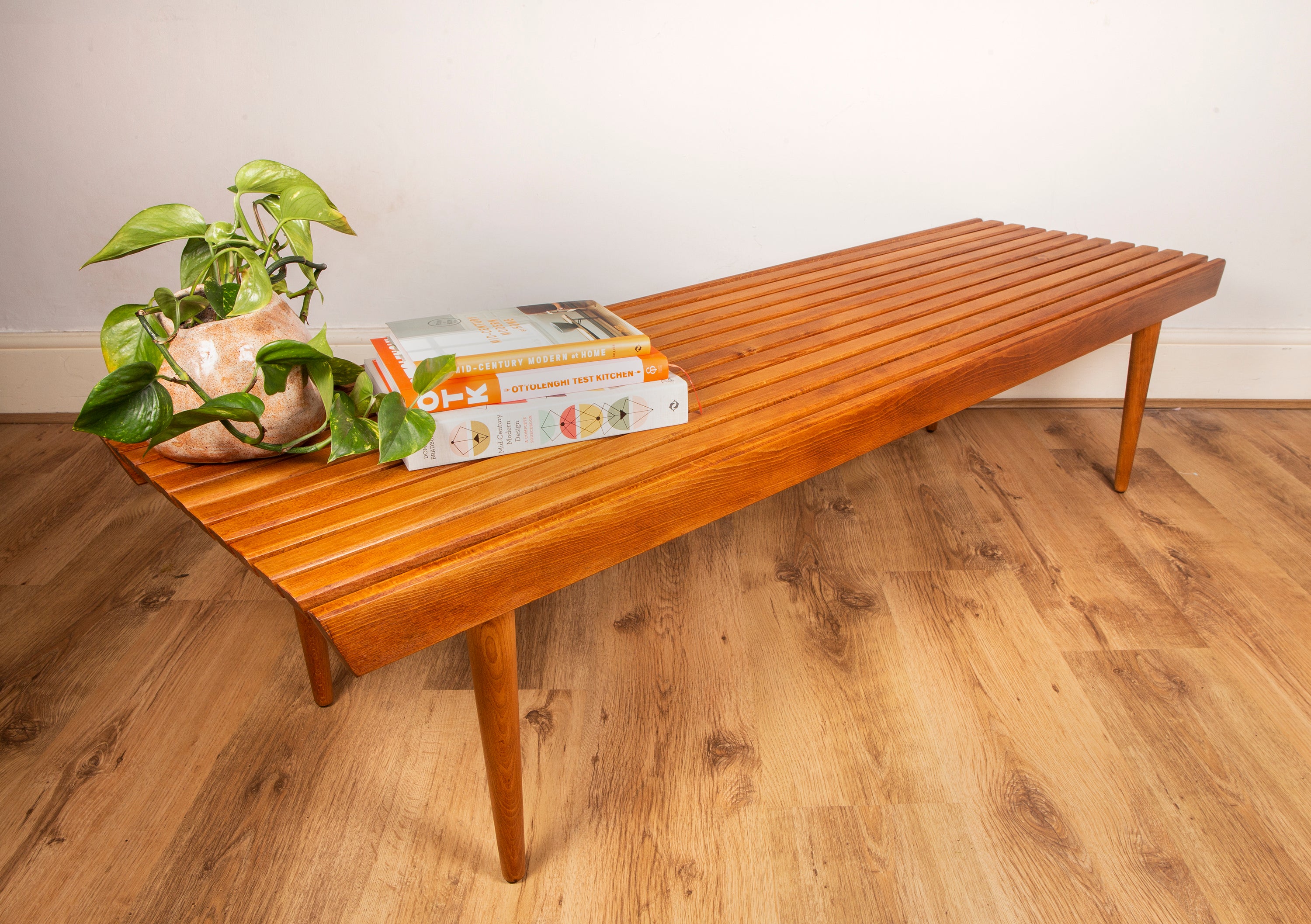 Vintage Wooden Slatted Bench