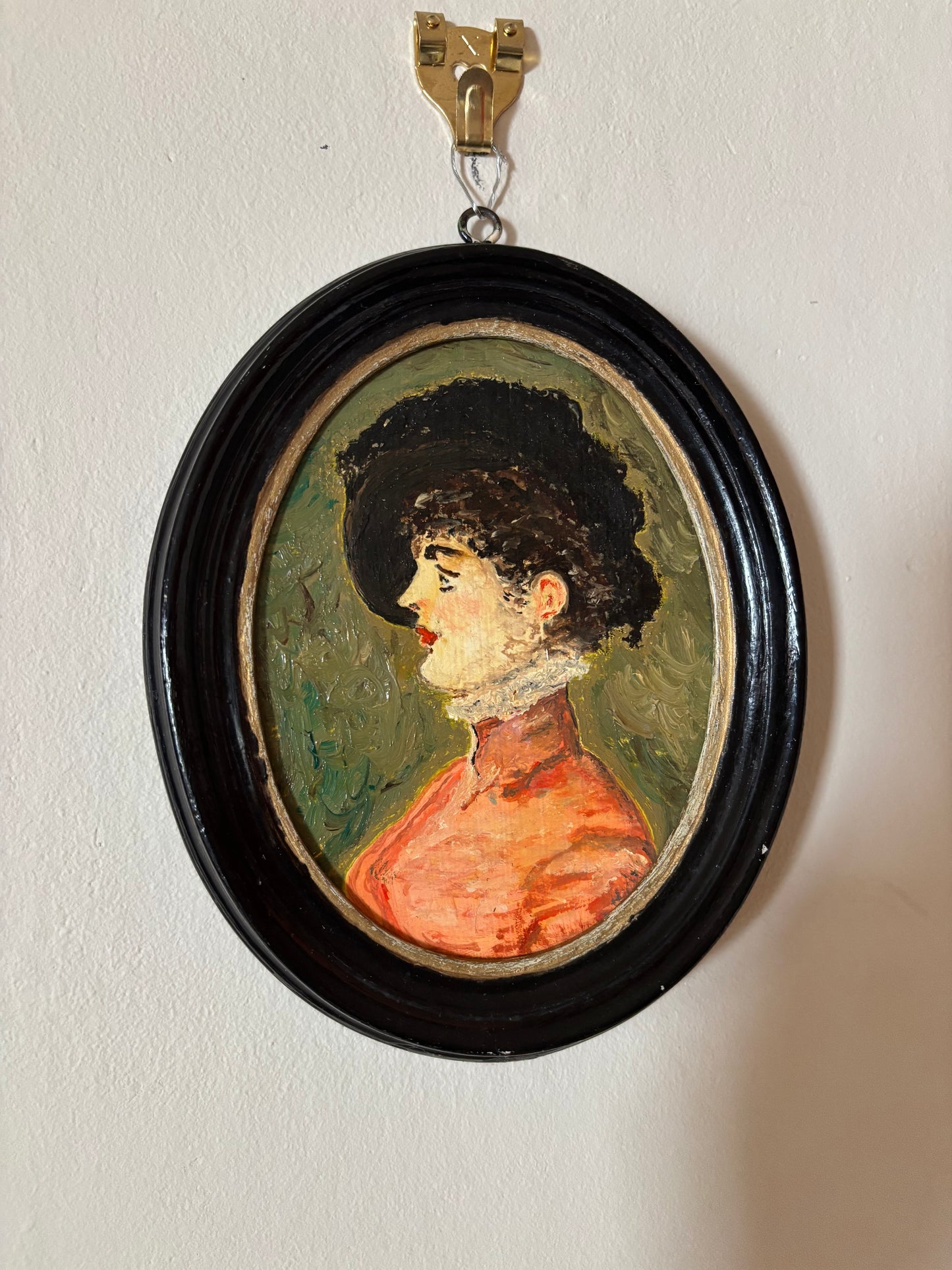 Antique Oval Oil Painting Portrait of Woman