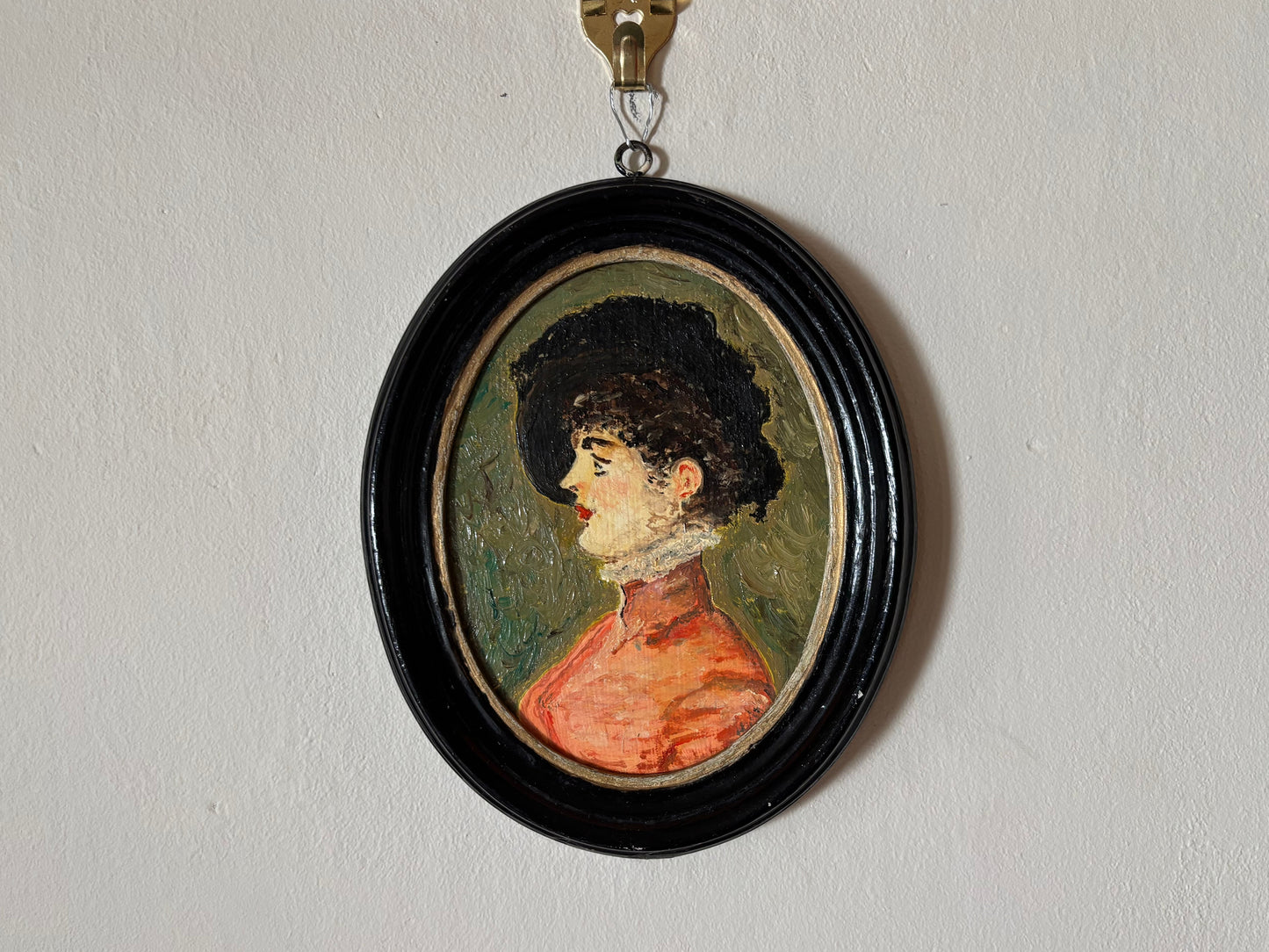 Antique Oval Oil Painting Portrait of Woman