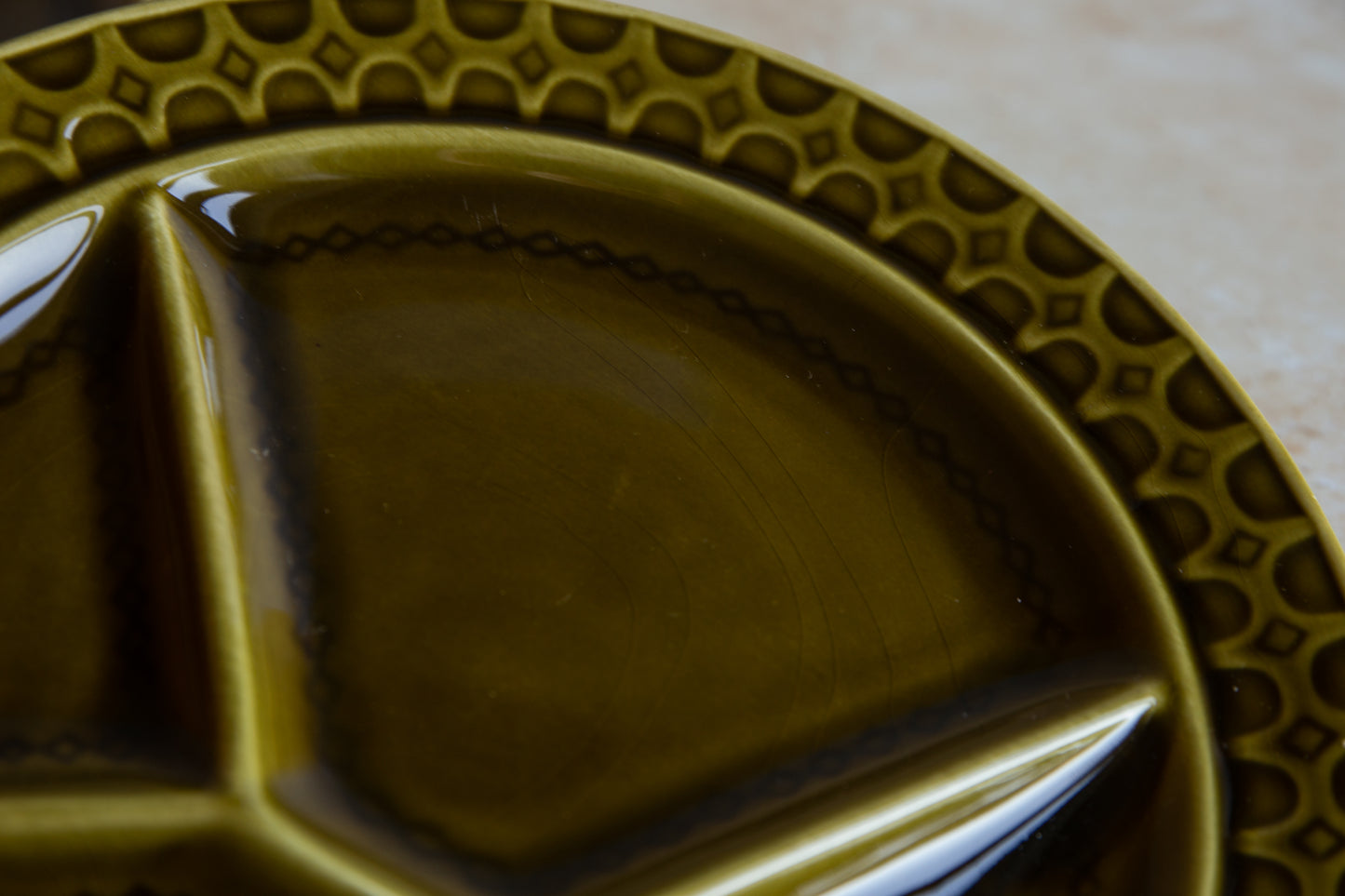 Set of 4 Vintage Sarreguemines Green Fondue Plates
