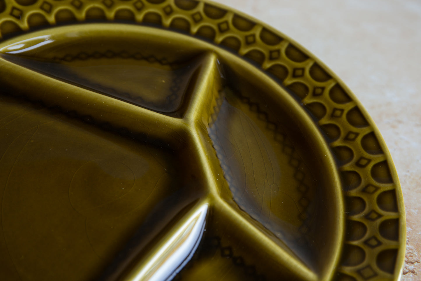 Set of 4 Vintage Sarreguemines Green Fondue Plates