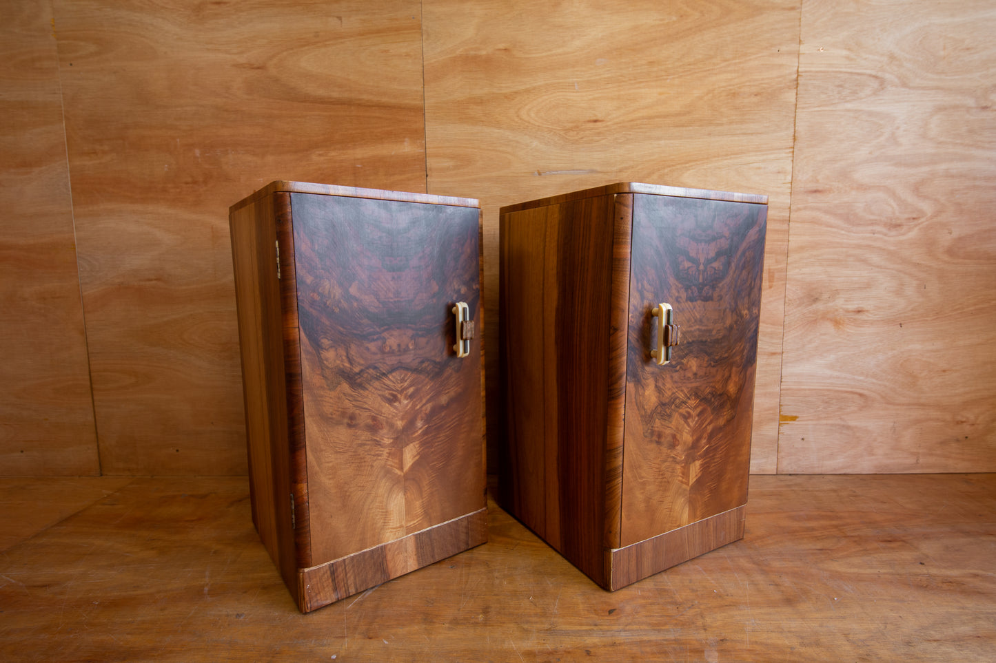Art Deco Walnut Bedside Cabinets