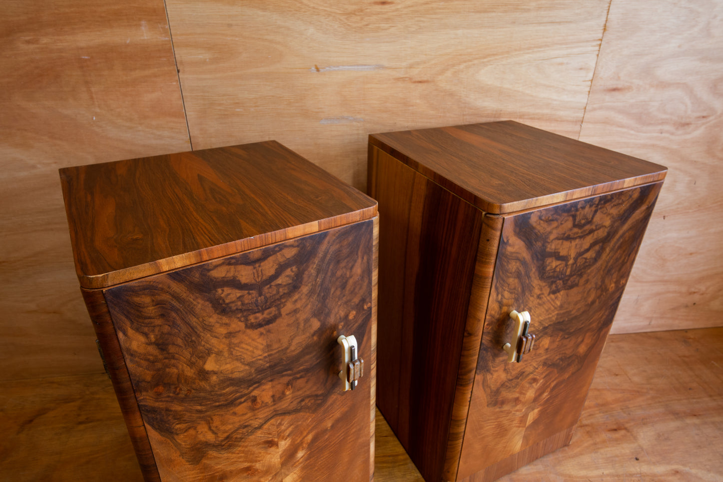 Art Deco Walnut Bedside Cabinets