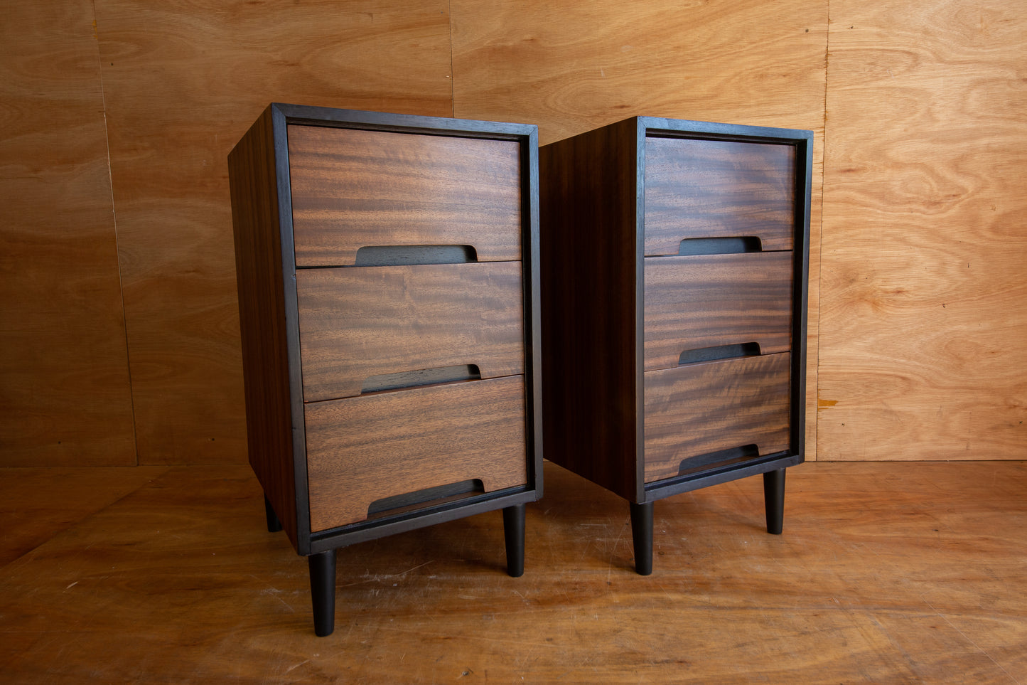 Vintage Stag Walnut Bedside Cabinets
