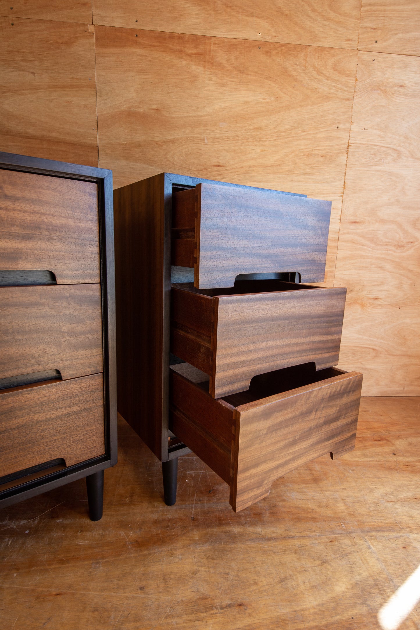 Vintage Stag Walnut Bedside Cabinets