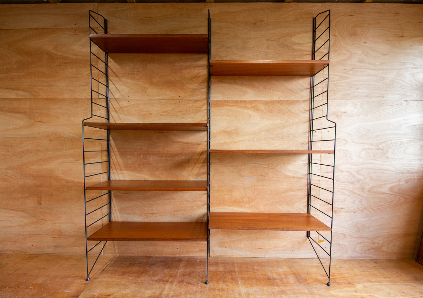 Mid Century Swedish 'String' Wall Shelving Unit