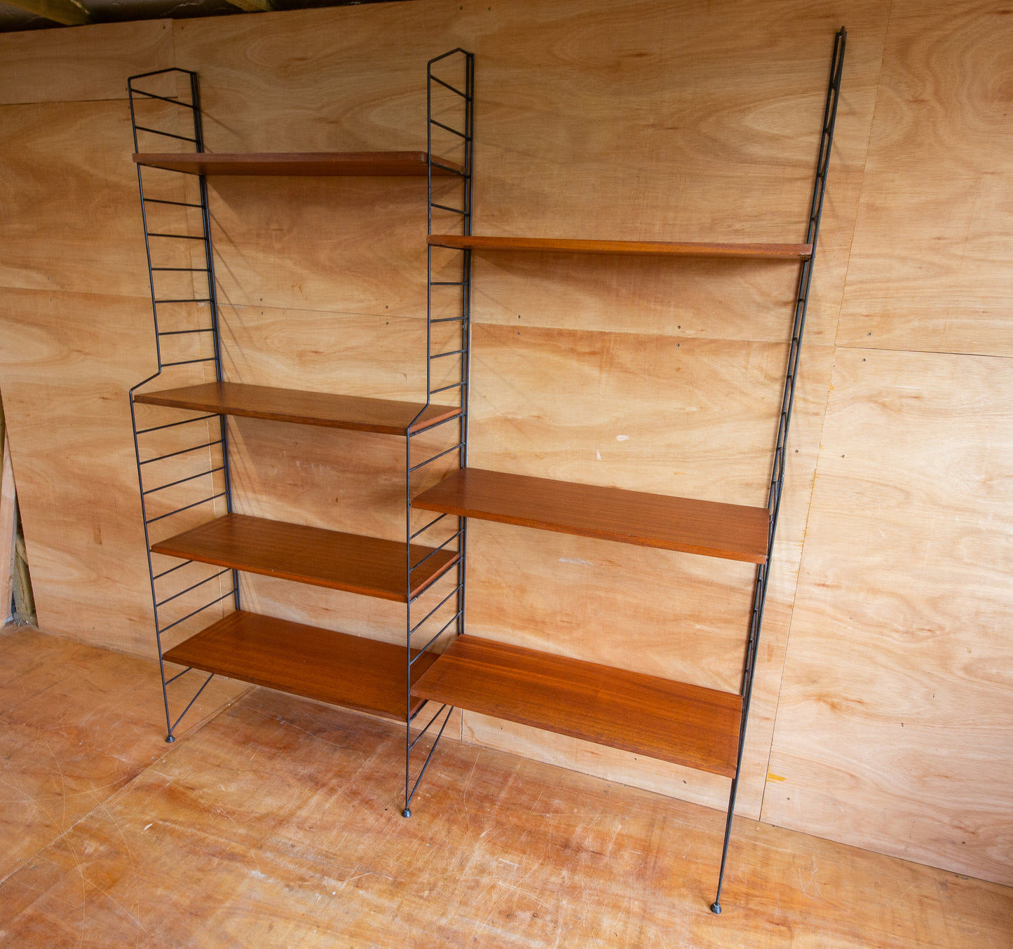 Mid Century Swedish 'String' Wall Shelving Unit