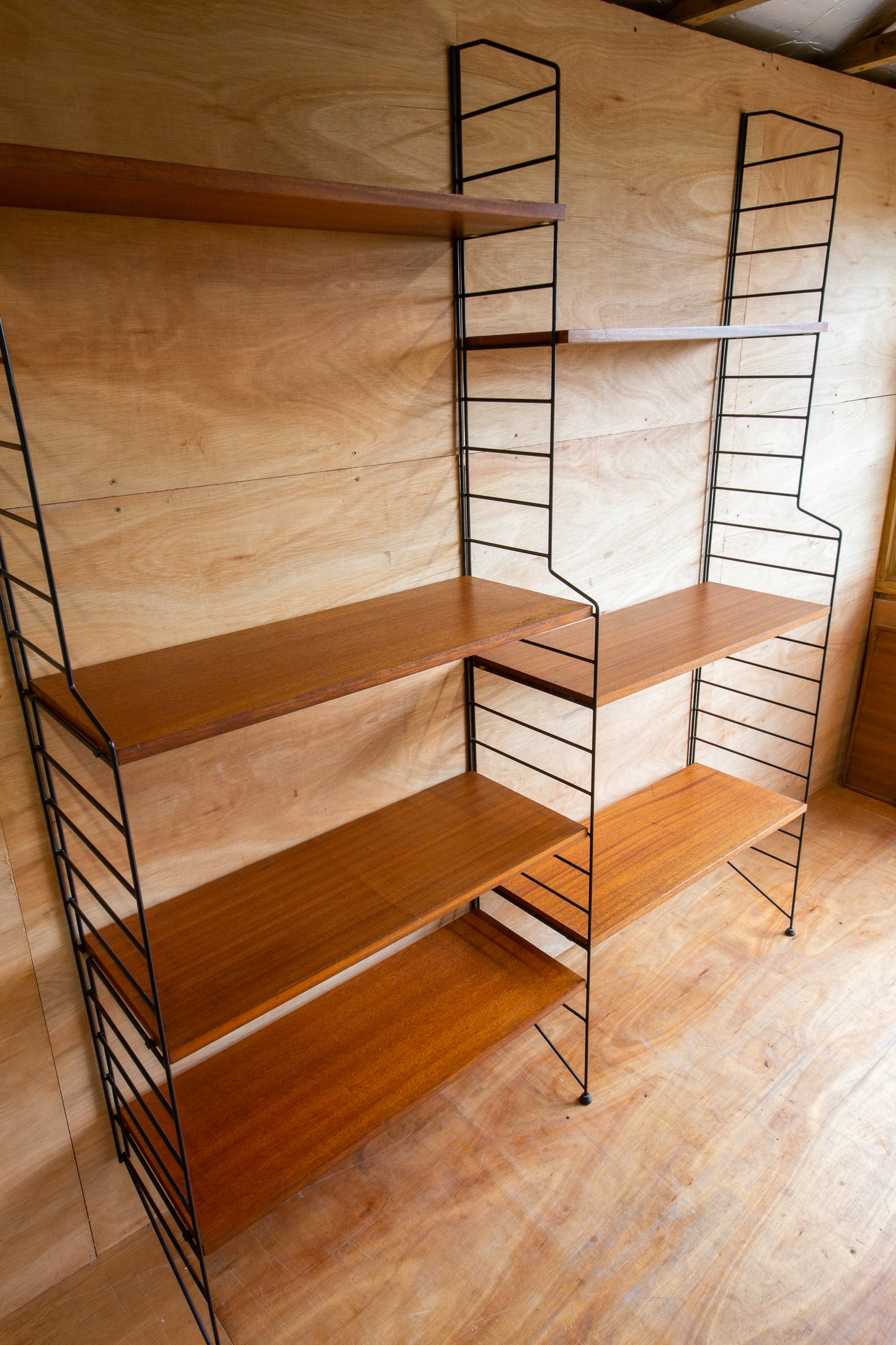 Mid Century Swedish 'String' Wall Shelving Unit