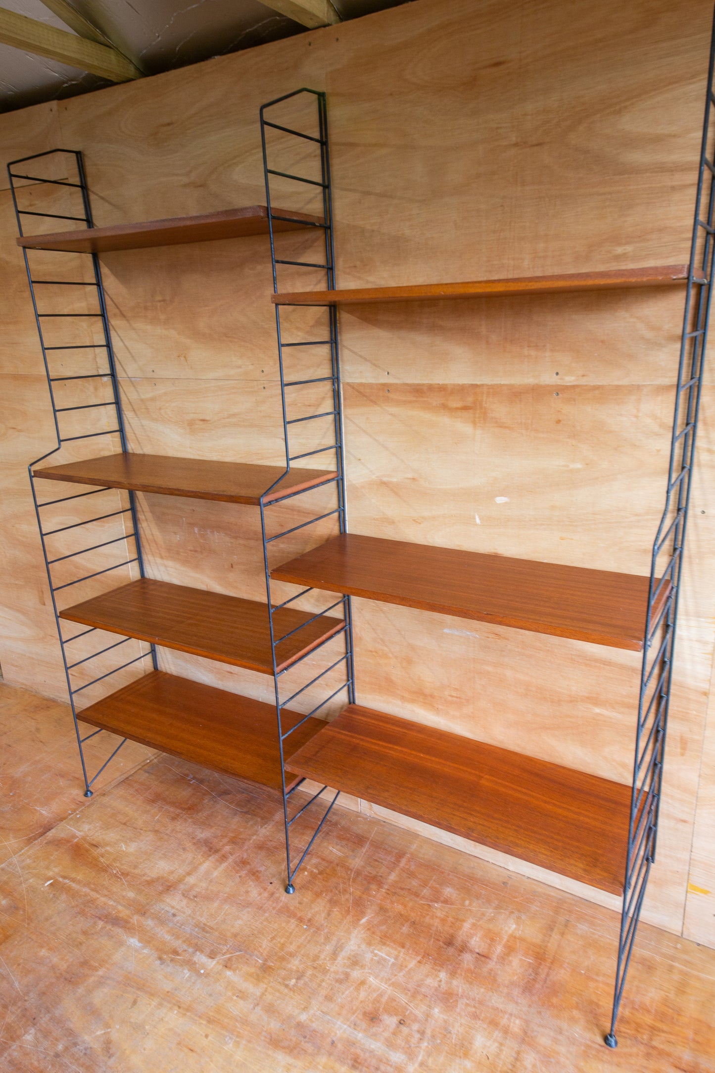 Mid Century Swedish 'String' Wall Shelving Unit