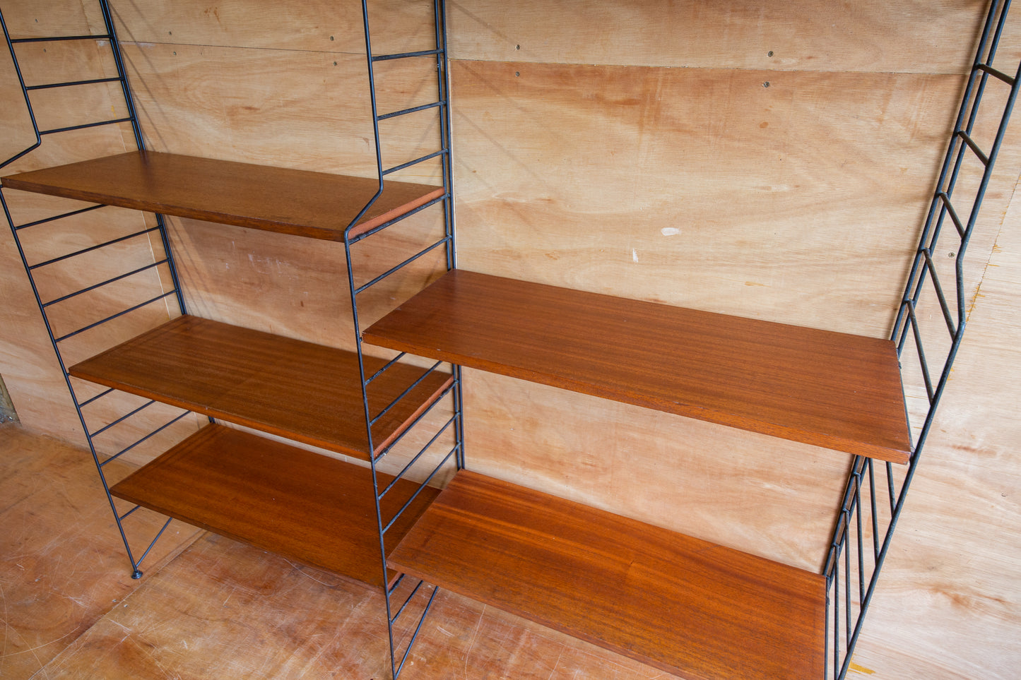 Mid Century Swedish 'String' Wall Shelving Unit