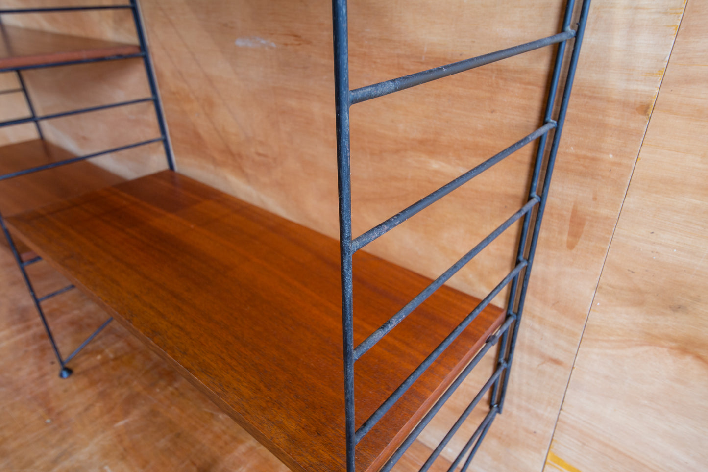 Mid Century Swedish 'String' Wall Shelving Unit