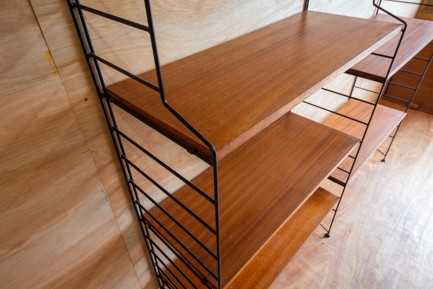 Mid Century Swedish 'String' Wall Shelving Unit