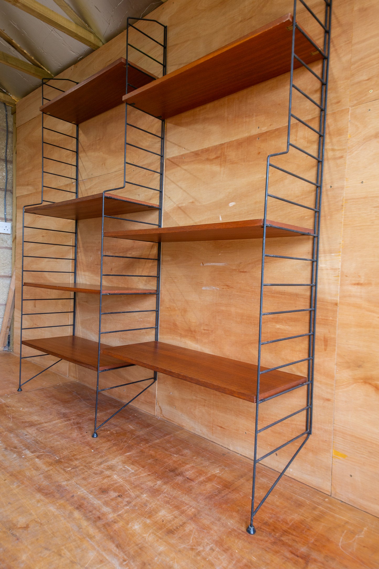 Mid Century Swedish 'String' Wall Shelving Unit