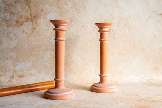 Vintage Terracotta Candlestick Holders
