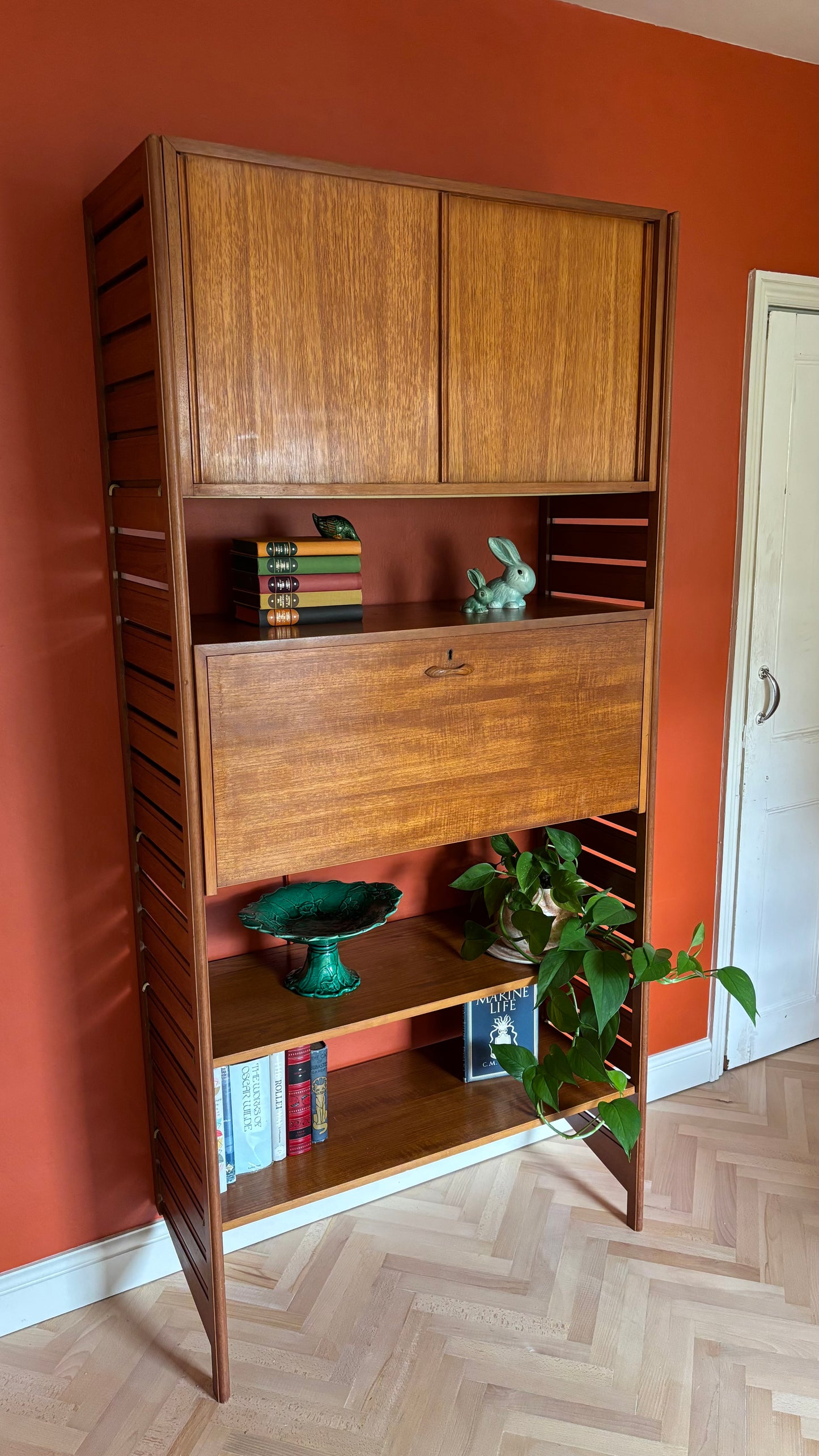 Ladderax Teak Shelving Wall Unit