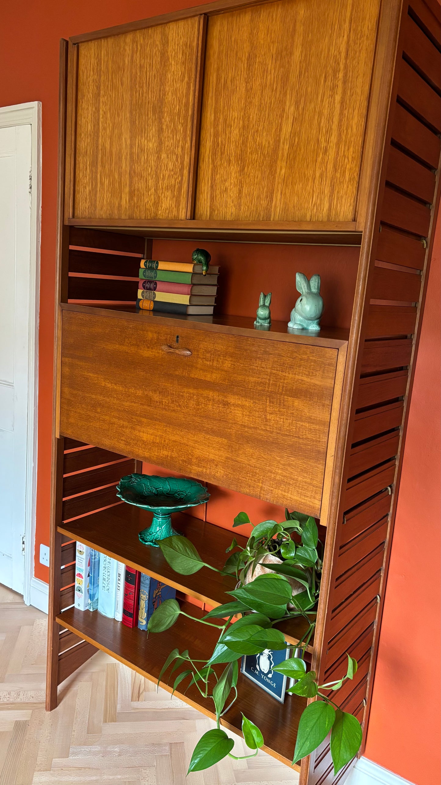 Ladderax Teak Shelving Wall Unit