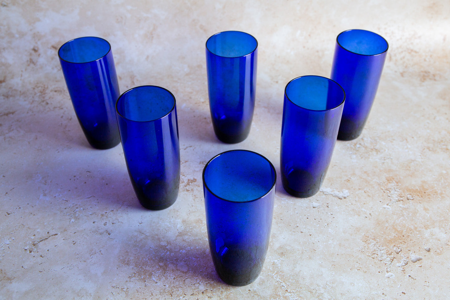 Vintage Bristol Blue Glass Tumblers Set of 6