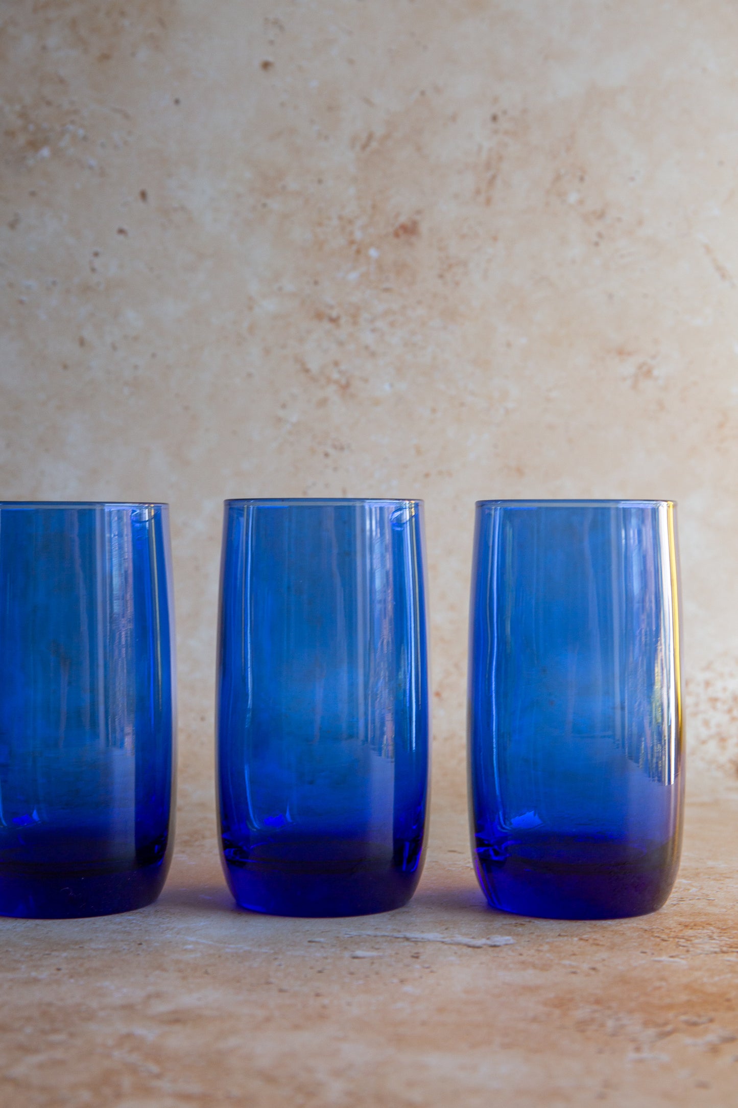 Vintage Bristol Blue Glass Tumblers Set of 8