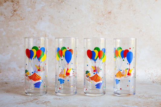 Set of 4 Vintage Clown Tumblers