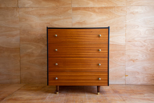 Teak & Black Chest of Drawers