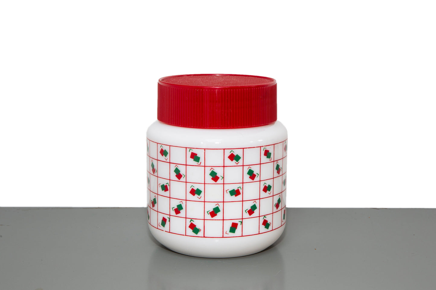Set of 3 Retro Arcopal White Milk Glass Patterned Storage Jars Containers