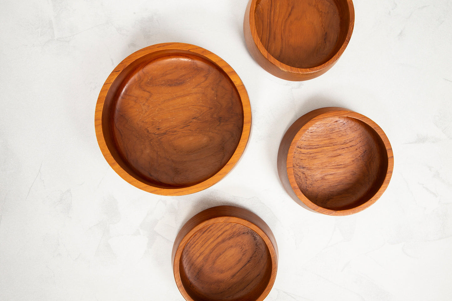 Vintage Teak Wooden Bowls Set