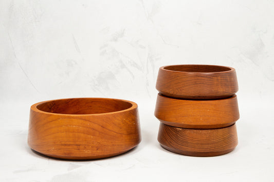 Vintage Teak Wooden Bowls Set