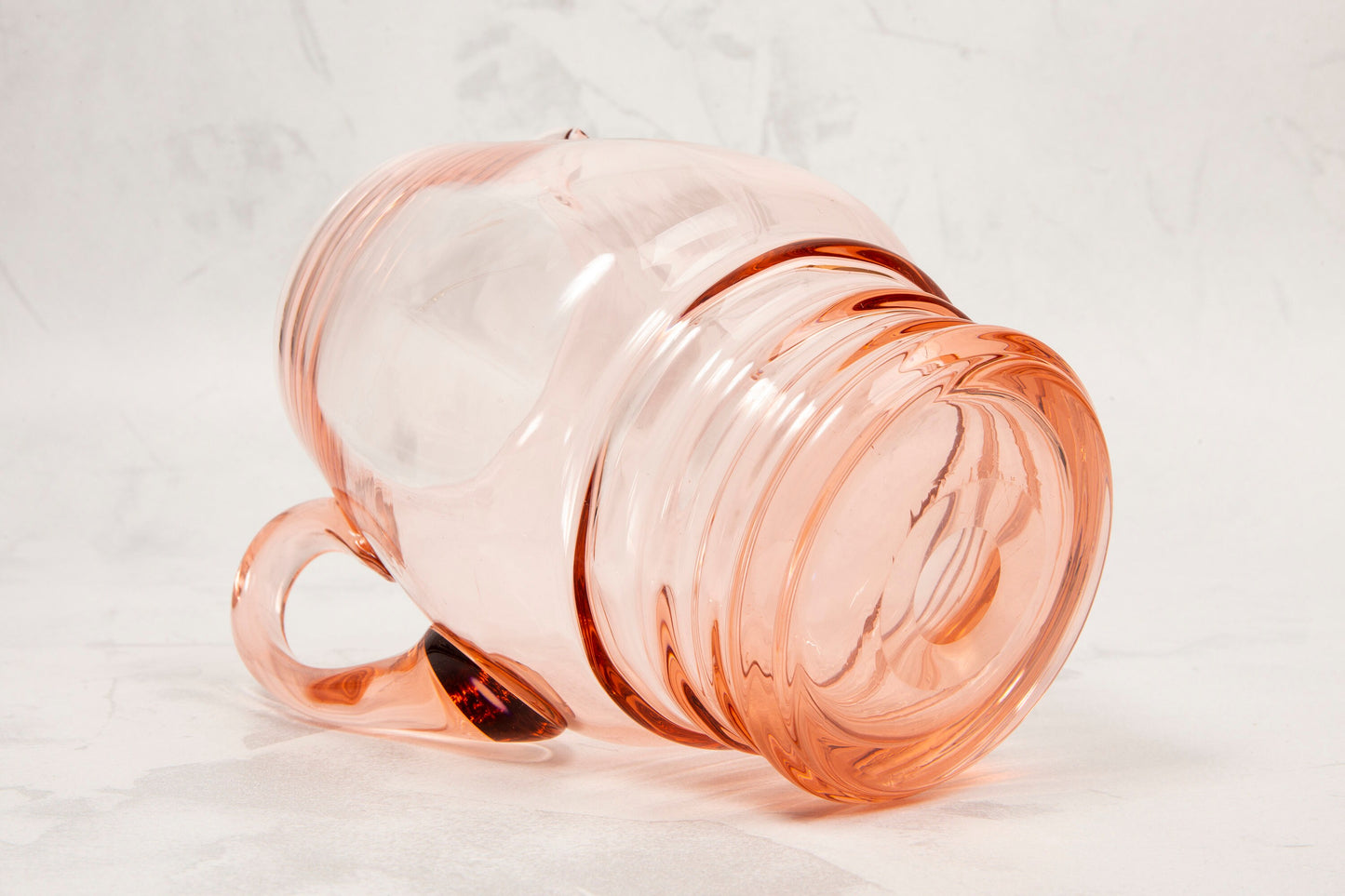 Vintage Handblown Pink Rose Glass Pitcher