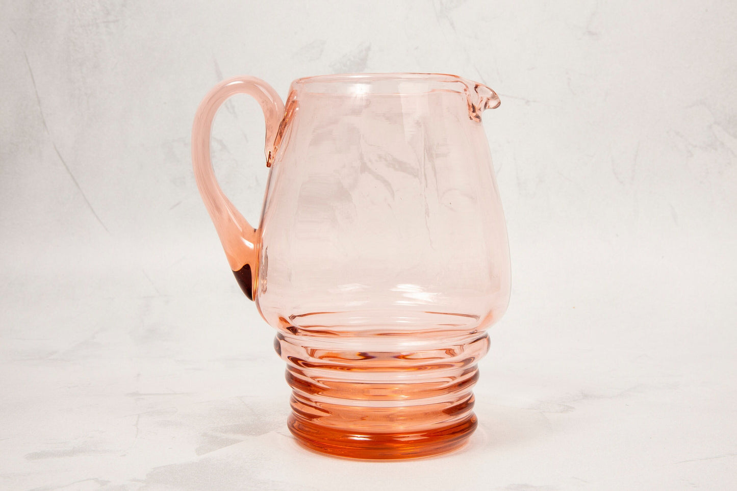 Vintage Handblown Pink Rose Glass Pitcher